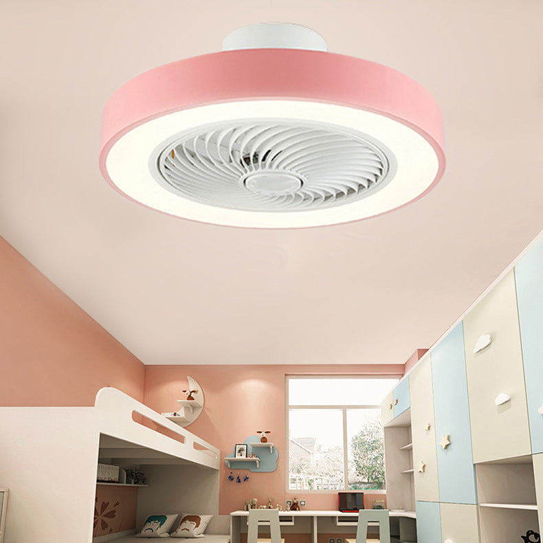 Acrylkreis -LED -Deckenventilatoren im modernen Eisenmakaron Deckenventilator Licht für Innenräume