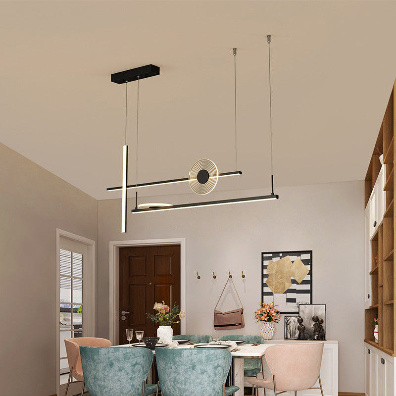 Modern Lighting Chandelier Linear Island Lighting Metal 5 Light Island Pendant Lights