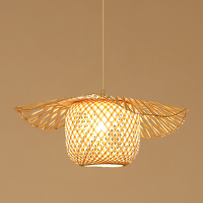 Beige Asia Pendulum Licht Rattan 1 Licht hängende Deckenleuchte für Esszimmer