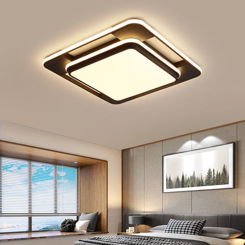 Black Modern Style Flush Ceiling Lights 1-Light Geometric Acrylic Flush Mount Fixture