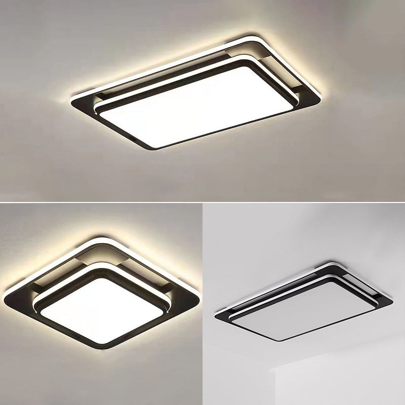 Black Modern Style Flush Ceiling Lights 1-Light Geometric Acrylic Flush Mount Fixture