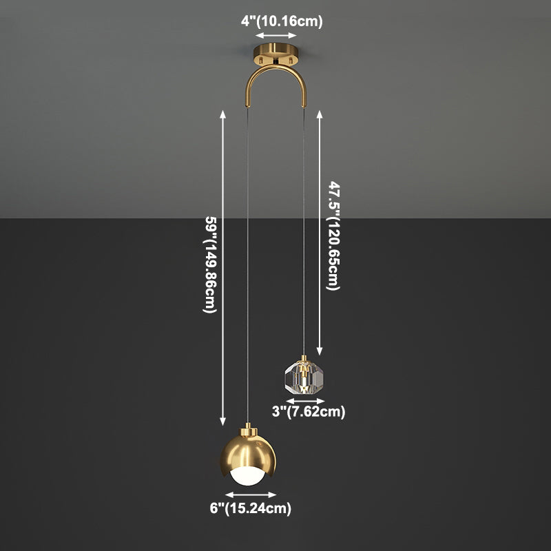 Contemporary Hanging Ceiling Light Crystal 2-Light Ceiling Pendant Light