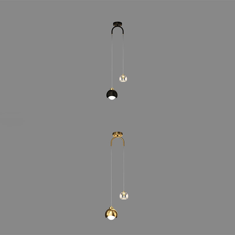 Contemporary Hanging Ceiling Light Crystal 2-Light Ceiling Pendant Light