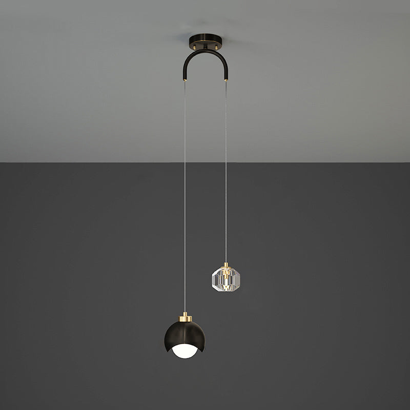 Contemporary Hanging Ceiling Light Crystal 2-Light Ceiling Pendant Light