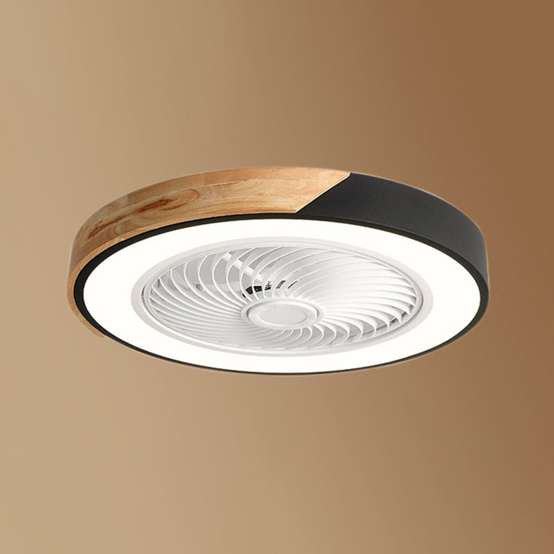 Moderne nordische LED -Makkaron -Flush -Mount -Schmiedeeisenkreisendeckenventilatoren mit Acrylschatten