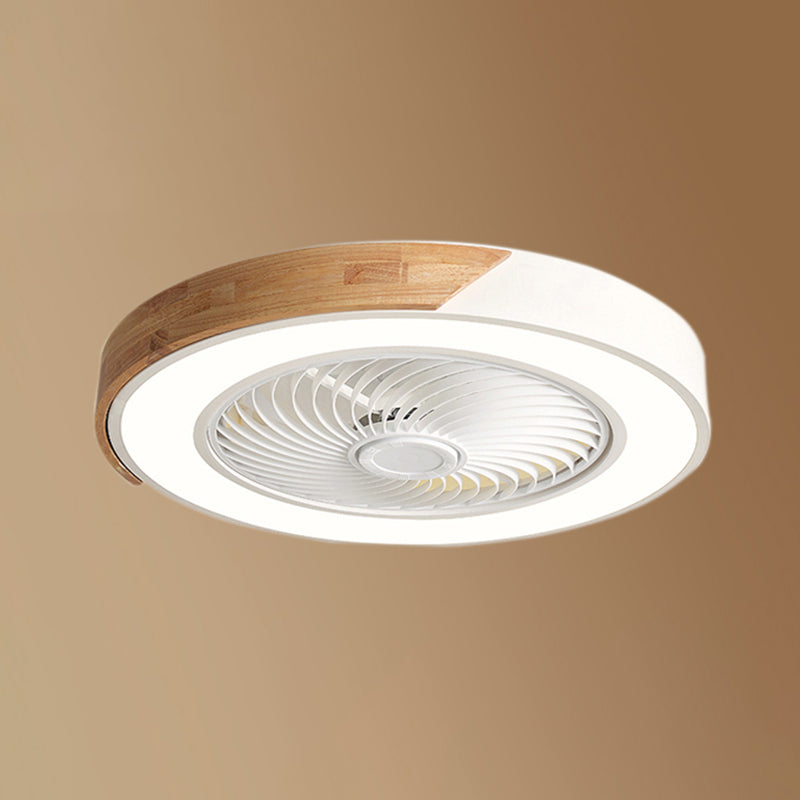Moderne nordische LED -Makkaron -Flush -Mount -Schmiedeeisenkreisendeckenventilatoren mit Acrylschatten