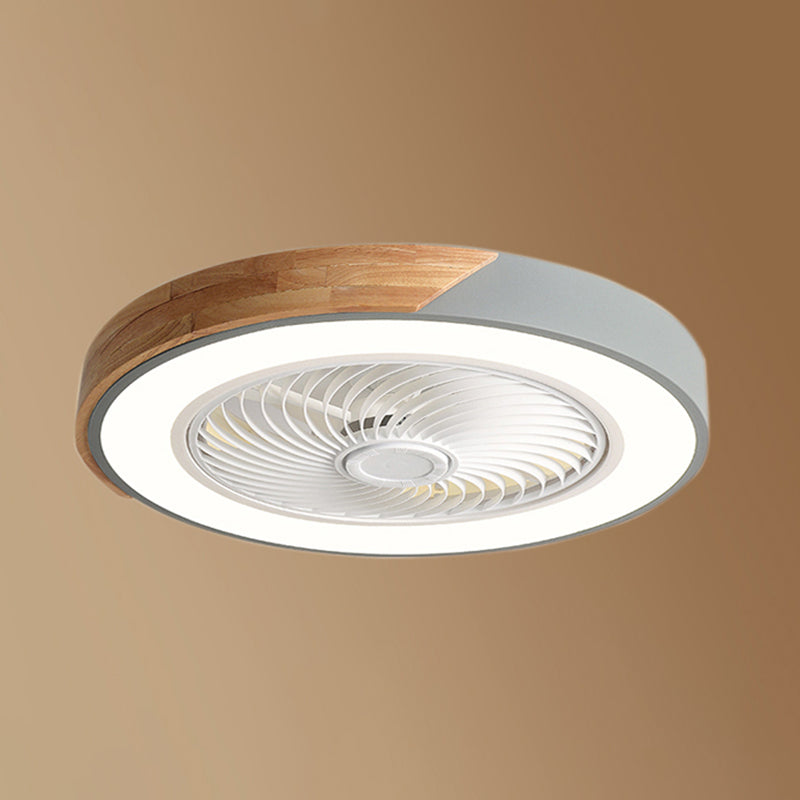 Moderne nordische LED -Makkaron -Flush -Mount -Schmiedeeisenkreisendeckenventilatoren mit Acrylschatten
