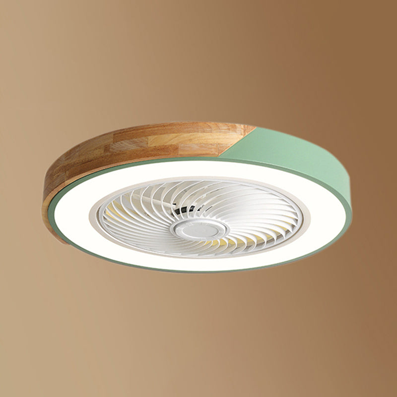 Moderne nordische LED -Makkaron -Flush -Mount -Schmiedeeisenkreisendeckenventilatoren mit Acrylschatten