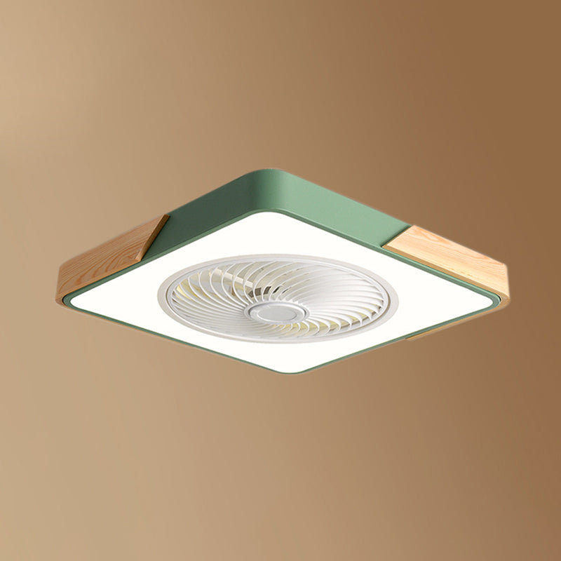 Moderne nordische LED -Makkaron -Flush -Mount -Schmiedeeisenkreisendeckenventilatoren mit Acrylschatten