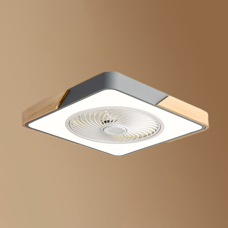 Moderne nordische LED -Makkaron -Flush -Mount -Schmiedeeisenkreisendeckenventilatoren mit Acrylschatten