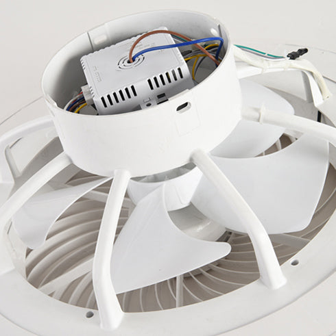 Moderne nordische LED -Makkaron -Flush -Mount -Schmiedeeisenkreisendeckenventilatoren mit Acrylschatten