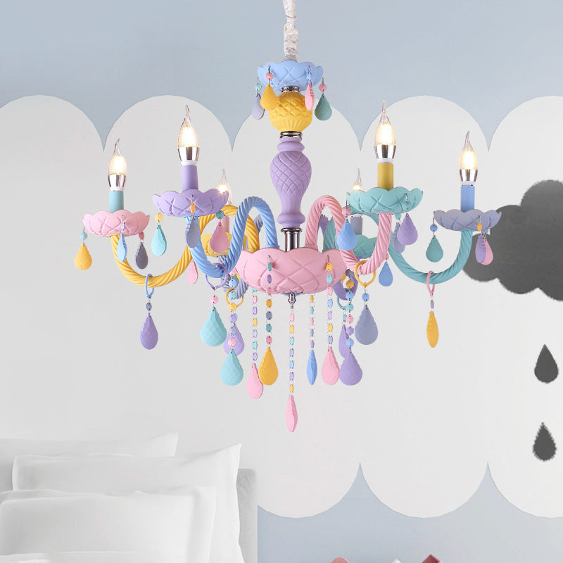 Colorido lámpara de metal lámpara colgante brazos curvos estilo moderno luces múltiples luces de suspensión