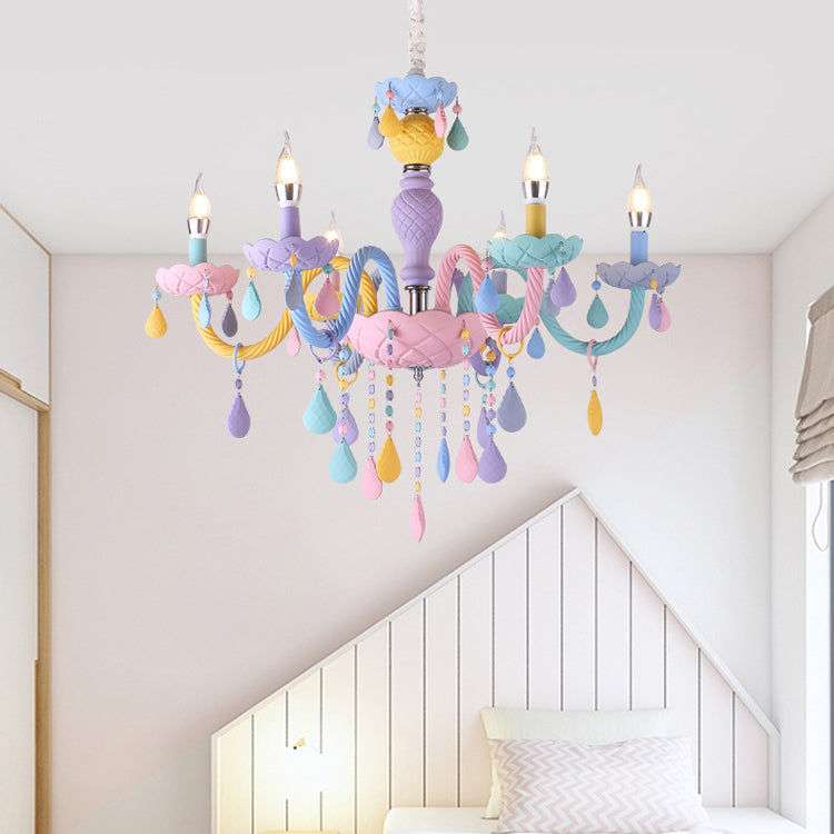 Colorido lámpara de metal lámpara colgante brazos curvos estilo moderno luces múltiples luces de suspensión