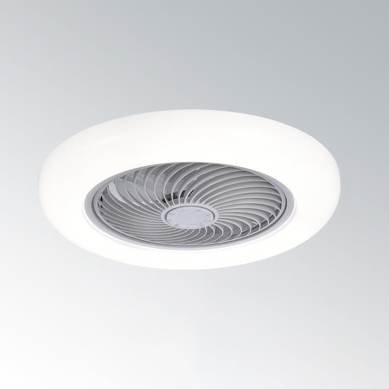 Acryl weiße LED -Deckenventilatoren im modernen prägnanten Stil Eisen kreisförmiger Flush -Mount für Schlafzimmer