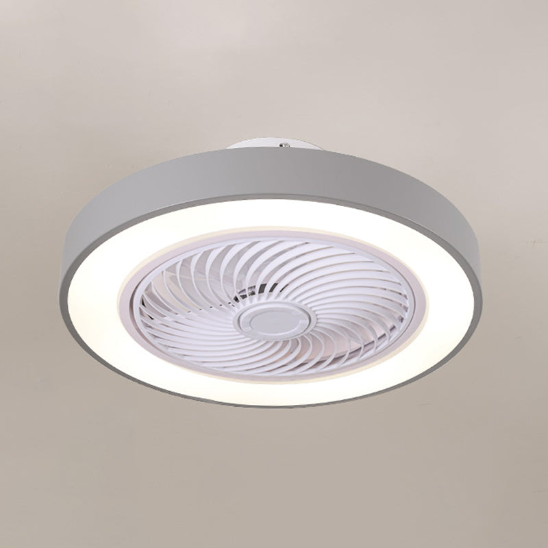 Moderne minimalistische LED -Makkaron Deckenventilator Leichter Eisenkreisendeckenleuchte mit Acrylschatten