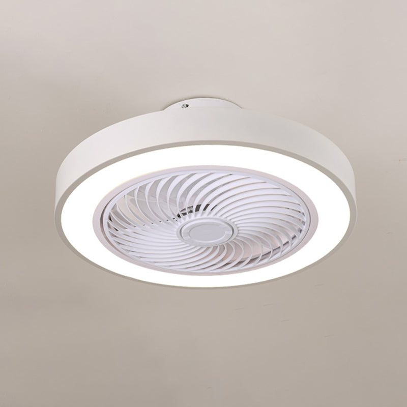 Moderne minimalistische LED -Makkaron Deckenventilator Leichter Eisenkreisendeckenleuchte mit Acrylschatten