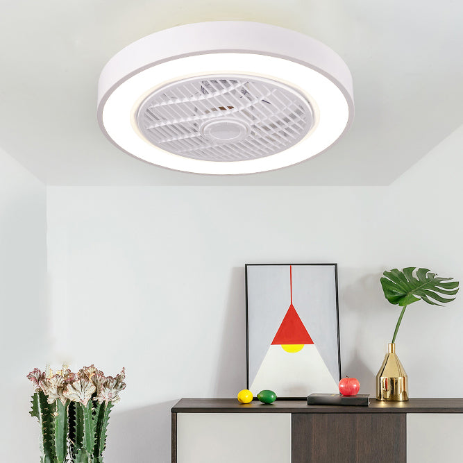 Moderne minimalistische LED -Makkaron Deckenventilator Leichter Eisenkreisendeckenleuchte mit Acrylschatten