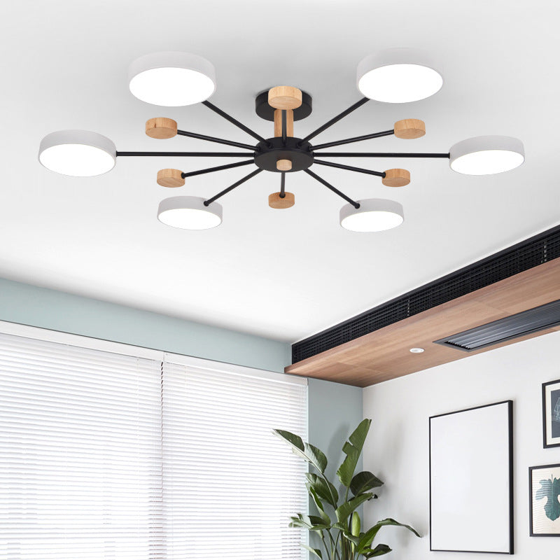 Multi Lights Metal Hanging Ceiling Light Cylindrical Modern Style Chandelier Lamp