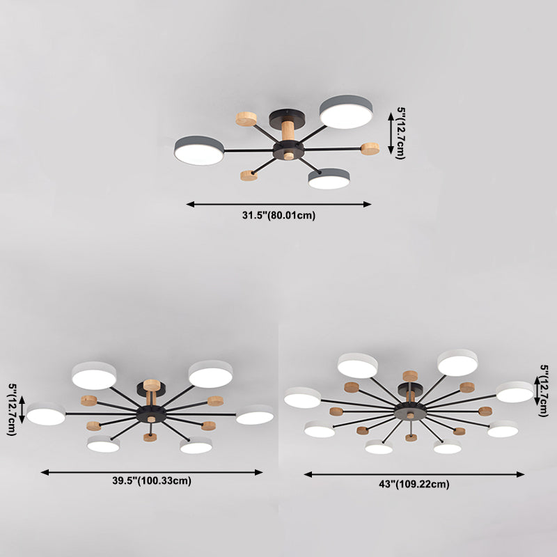 Multi Lights Metal Hanging Ceiling Light Cylindrical Modern Style Chandelier Lamp