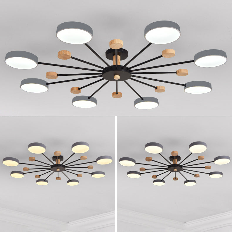 Multi Lights Metal Hanging Ceiling Light Cylindrical Modern Style Chandelier Lamp