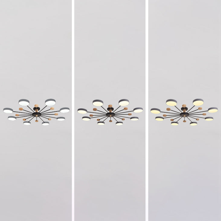 Multi Lights Metal Hanging Ceiling Light Cylindrical Modern Style Chandelier Lamp