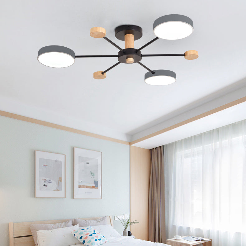 Multi Lights Metal Hanging Ceiling Light Cylindrical Modern Style Chandelier Lamp