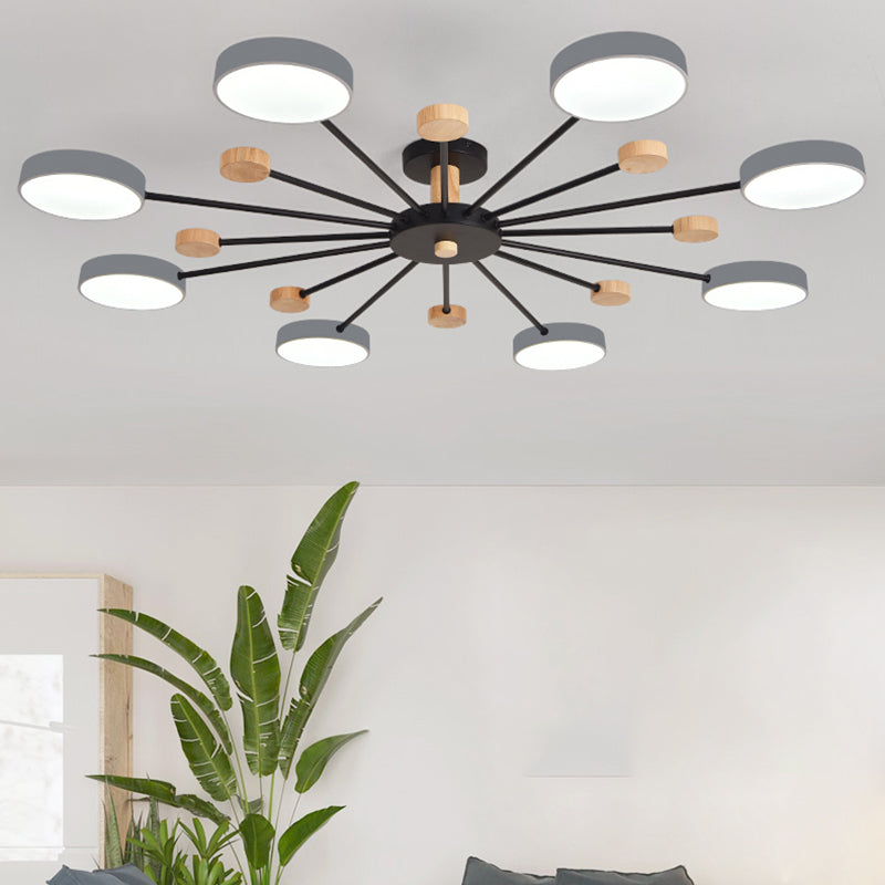 Multi Lights Metal Hanging Ceiling Light Cylindrical Modern Style Chandelier Lamp