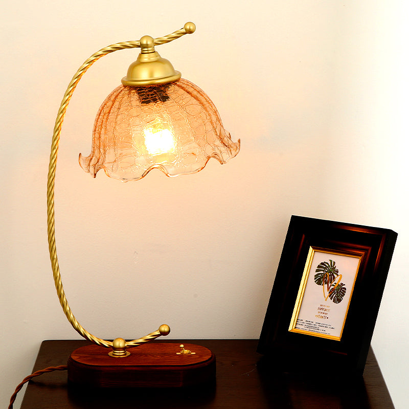 Flower Table Lamp Modern Bedside Lamps Metal 1 Light Night Table Lights in Gold