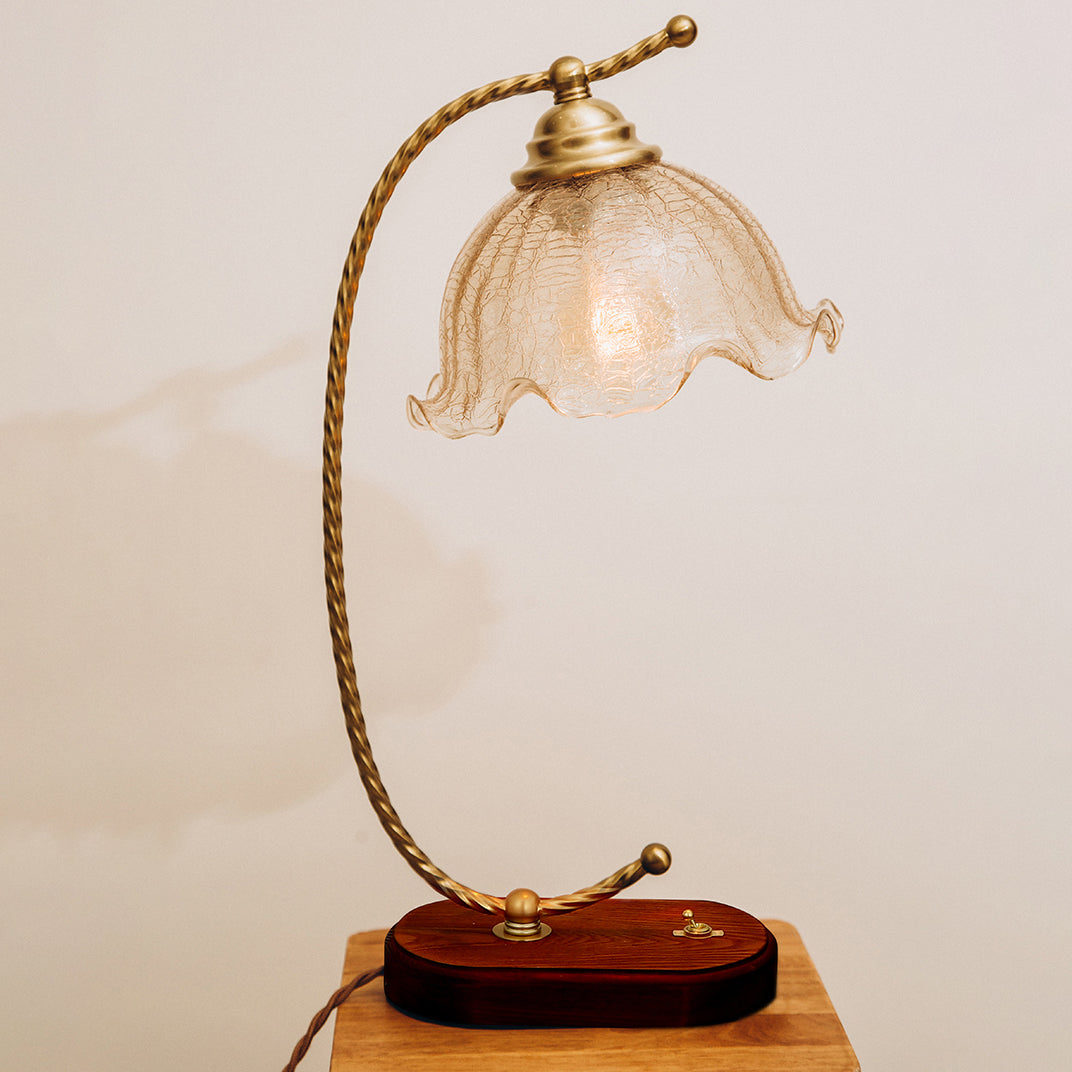 Flower Table Lamp Modern Bedside Lamps Metal 1 Light Night Table Lights in Gold