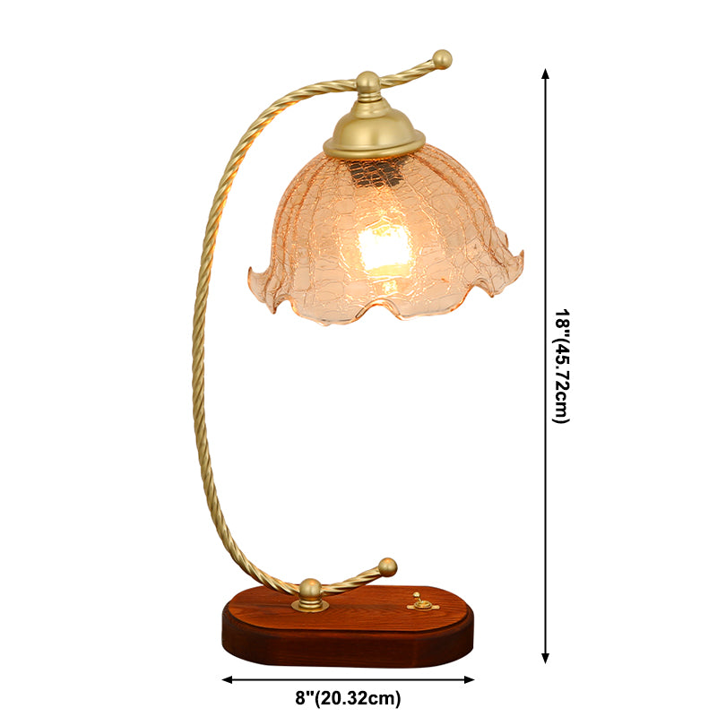 Flower Table Lamp Modern Bedside Lamps Metal 1 Light Night Table Lights in Gold