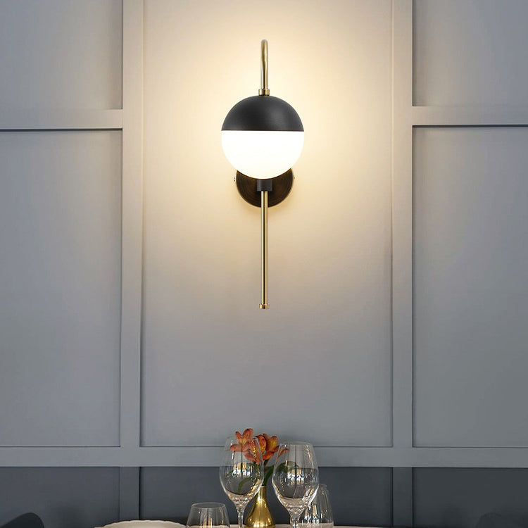 Glass Black and Gold Wall Lamp in Modern Simplicity Iron Globe Wall Light for Interior Spaces