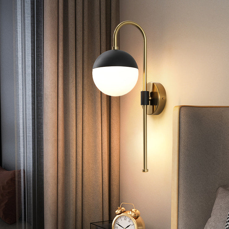 Glass Black and Gold Wall Lamp in Modern Simplicity Iron Globe Wall Light for Interior Spaces
