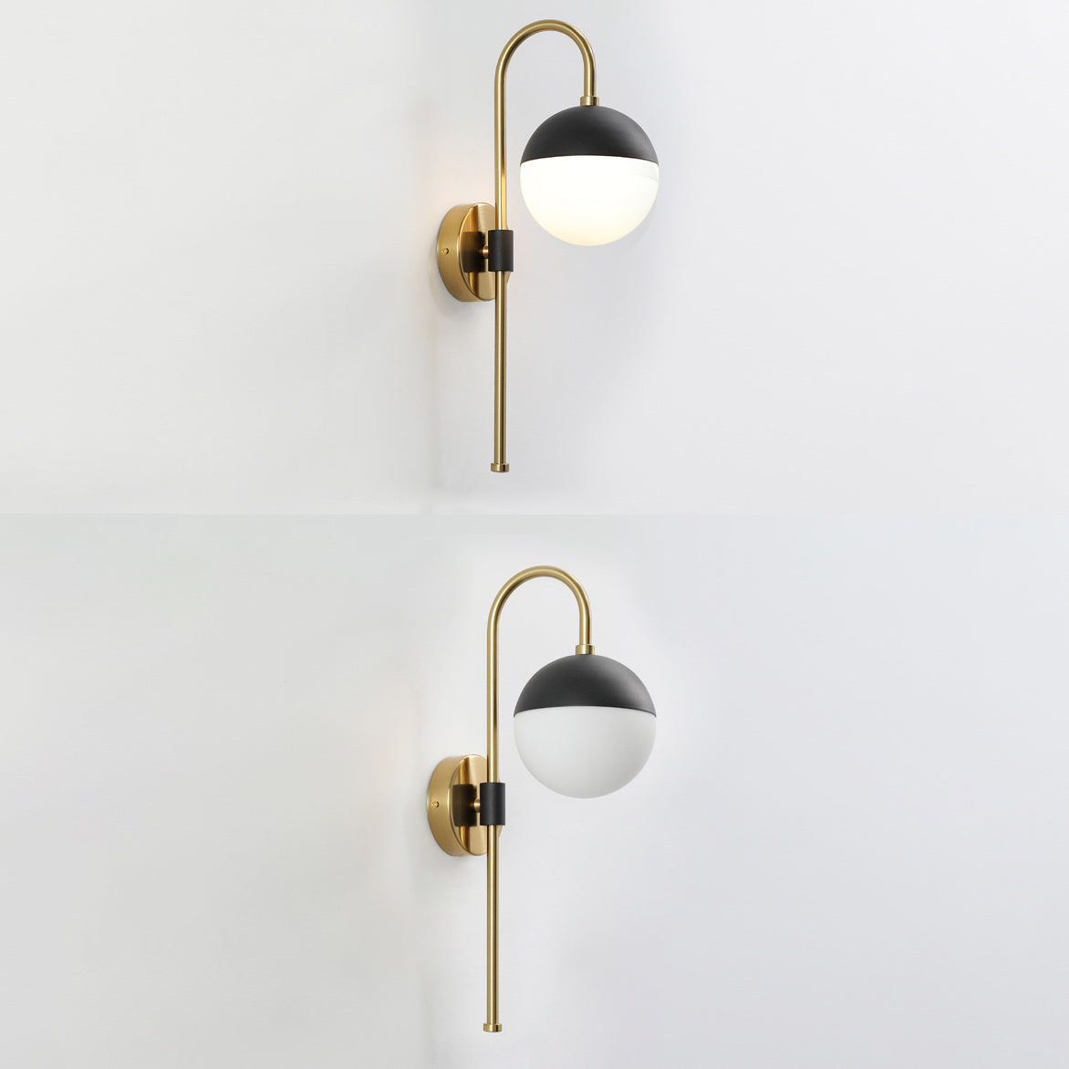 Glass Black and Gold Wall Lamp in Modern Simplicity Iron Globe Wall Light for Interior Spaces