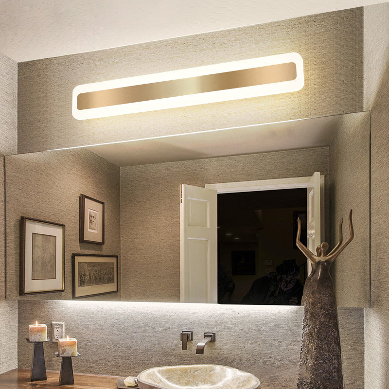 Modern Simple Simple Style a 1 luce Lineare Muro Specchio Specchio Accensione della parete in oro