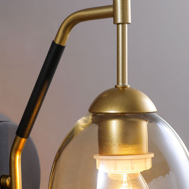 Lampada da parete a cupola nera e dorata in moderna luce di ferro laccata in stile creativo con tonalità di vetro