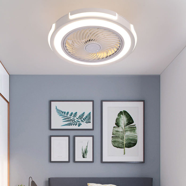 Acrylcirgular LED -Lüfter Flush Mount in moderner kreativer Stil Schmiedeeisen Deckenventilatoren für Schlafzimmer