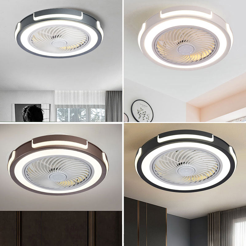Acrylcirgular LED -Lüfter Flush Mount in moderner kreativer Stil Schmiedeeisen Deckenventilatoren für Schlafzimmer