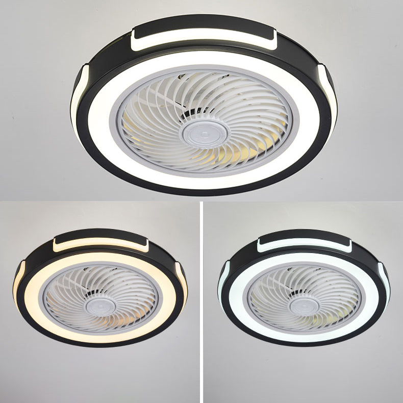 Acrylcirgular LED -Lüfter Flush Mount in moderner kreativer Stil Schmiedeeisen Deckenventilatoren für Schlafzimmer