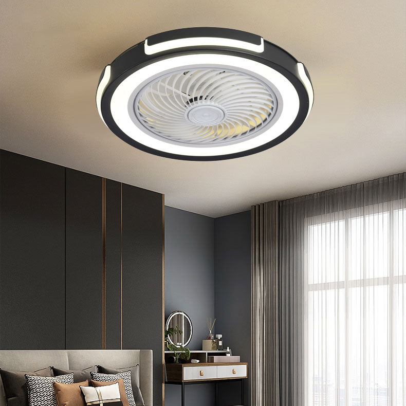 Acrylcirgular LED -Lüfter Flush Mount in moderner kreativer Stil Schmiedeeisen Deckenventilatoren für Schlafzimmer
