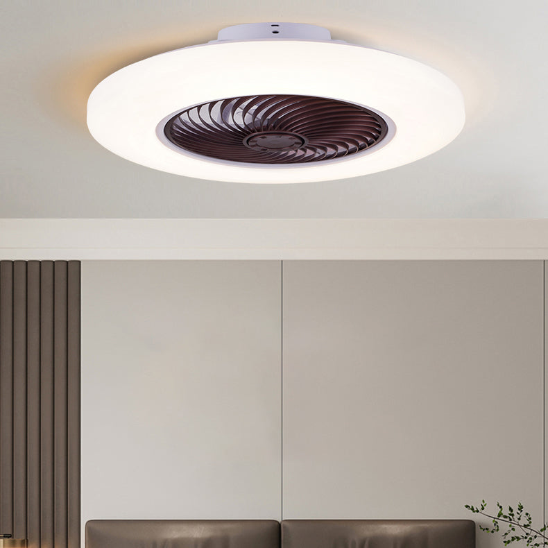 Acryl weiße LED -Deckenventilator Licht im modernen prägnanten Stil Eisen kreisförmiger Flush -Mount für Schlafzimmer