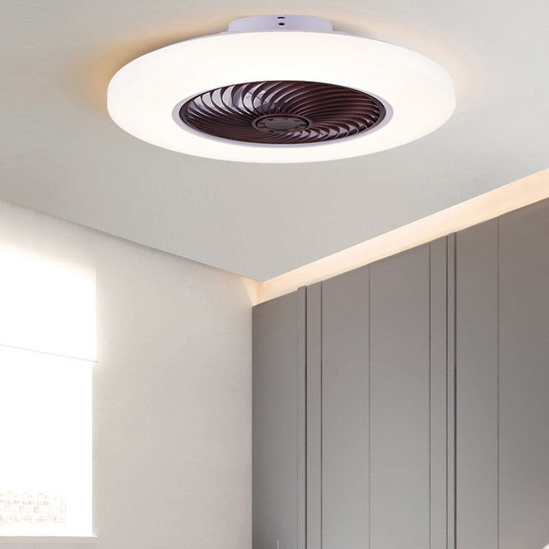 Acryl weiße LED -Deckenventilator Licht im modernen prägnanten Stil Eisen kreisförmiger Flush -Mount für Schlafzimmer