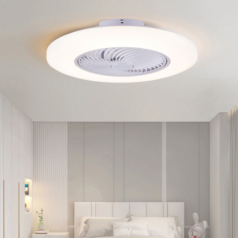 Acryl weiße LED -Deckenventilator Licht im modernen prägnanten Stil Eisen kreisförmiger Flush -Mount für Schlafzimmer