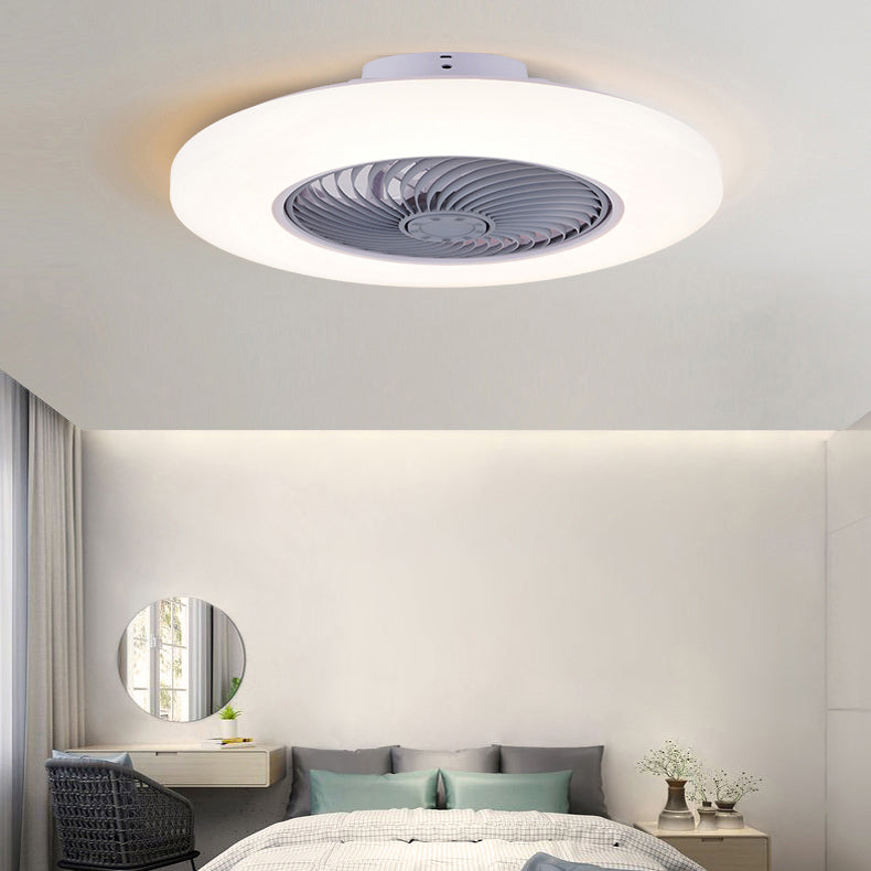 Acryl weiße LED -Deckenventilator Licht im modernen prägnanten Stil Eisen kreisförmiger Flush -Mount für Schlafzimmer
