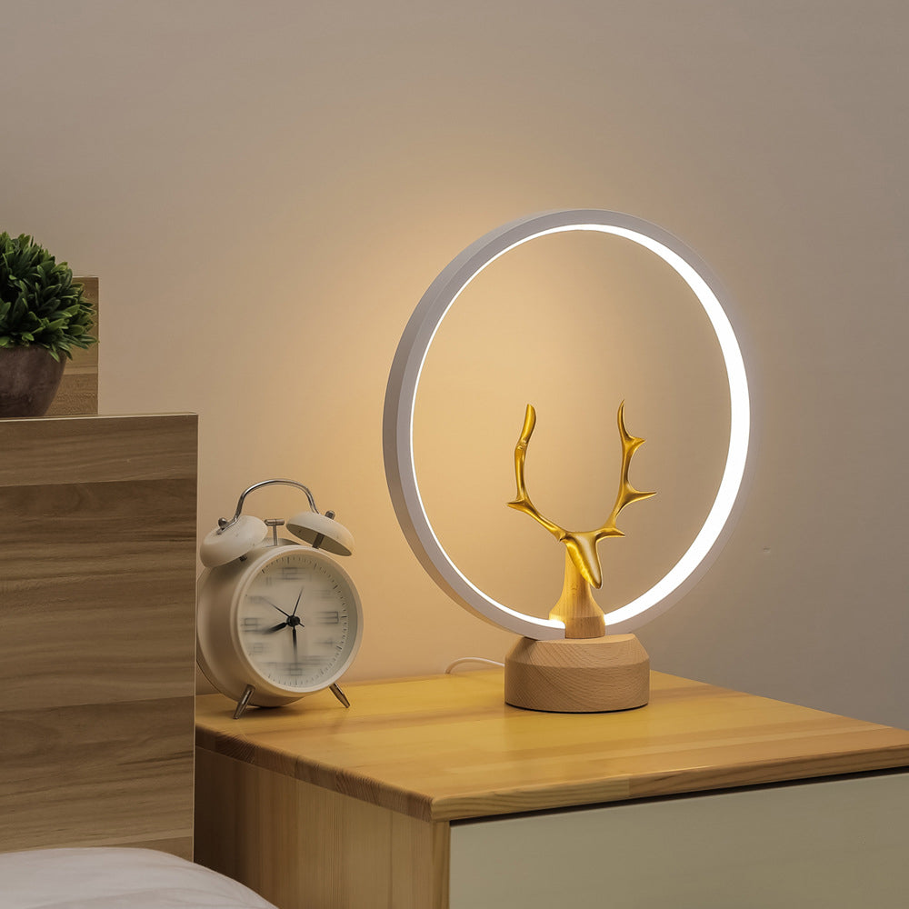 Linear Table Lamp Modern Nightstand Lamps Metal 1 Light Night Table Lamps in White