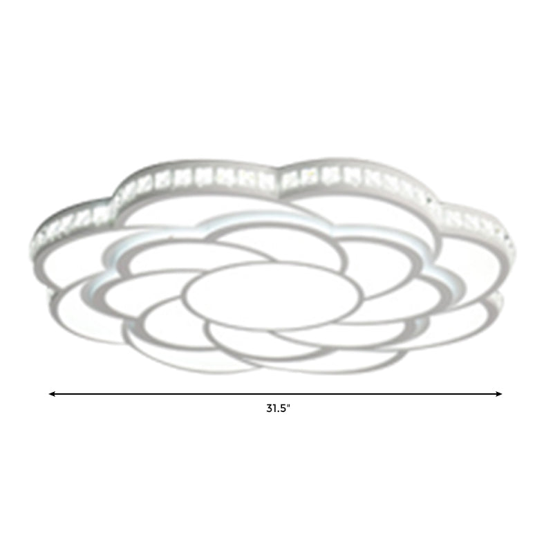 31.5"/39" Wide Blossom Large Flush Mount Fixture Modern LED Crystal Accent Flush Mount Lamp in Warm/White Light