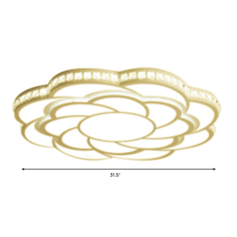 31.5"/39" Wide Blossom Large Flush Mount Fixture Modern LED Crystal Accent Flush Mount Lamp in Warm/White Light