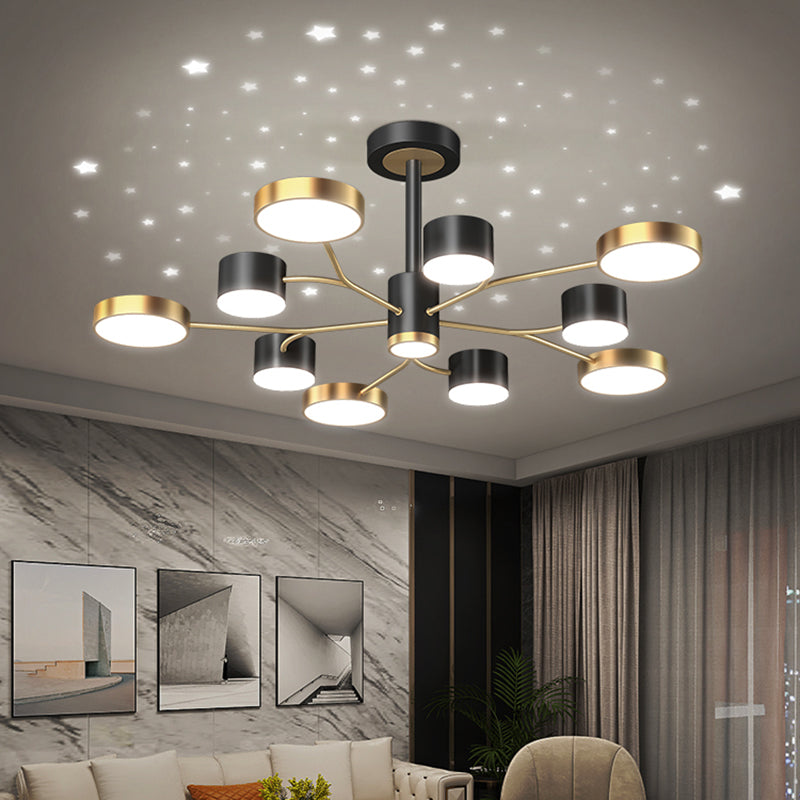 Araña contemporánea de metal redondeo de metal lámparas colgantes para dormitorio de sala de estar