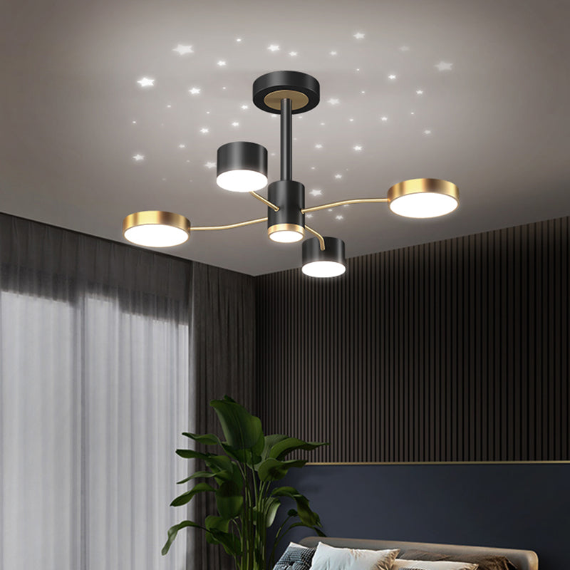 Araña contemporánea de metal redondeo de metal lámparas colgantes para dormitorio de sala de estar