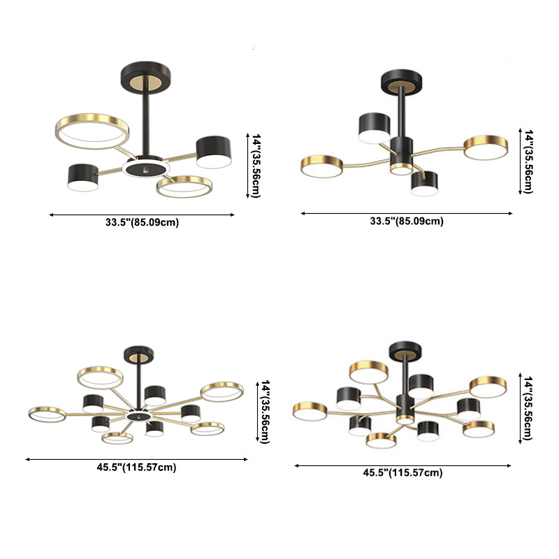 Araña contemporánea de metal redondeo de metal lámparas colgantes para dormitorio de sala de estar