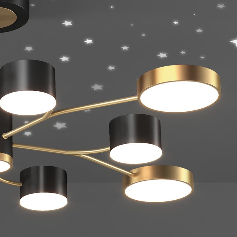 Araña contemporánea de metal redondeo de metal lámparas colgantes para dormitorio de sala de estar